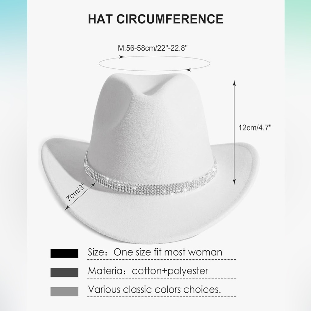 White Jeweled Cowboy Hat - Picture 4 of 5